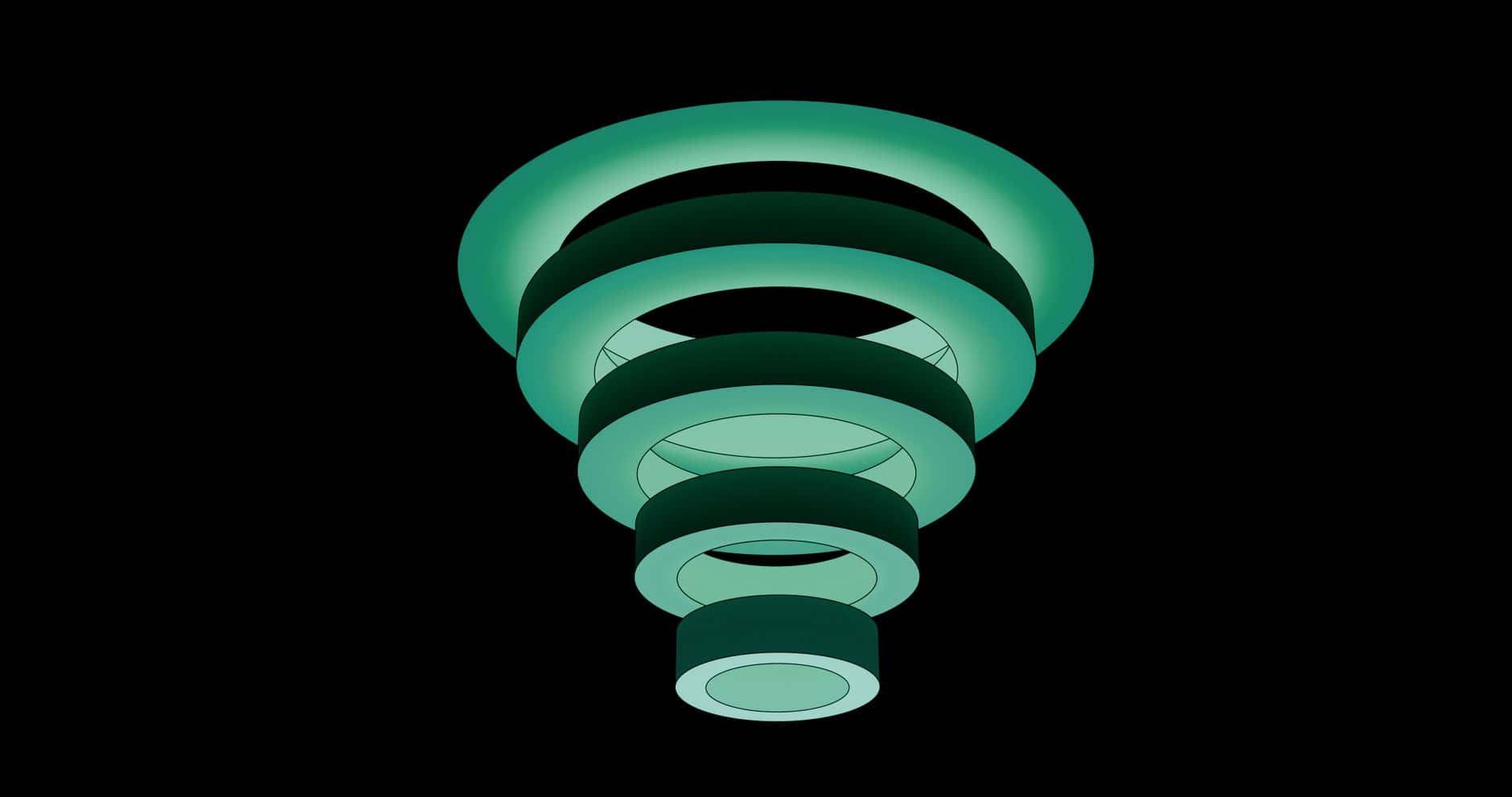 abstract green spiral design on black background
